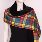 Stole, Velvet and Silk-Effect Tartan Stole, Buchanan Tartan